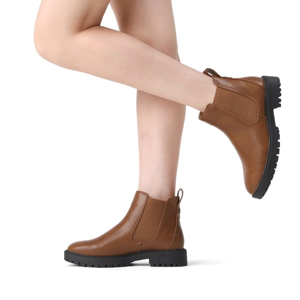 Classic Chelsea Ankle Booties - BROWNISH YELLOW PU - 1